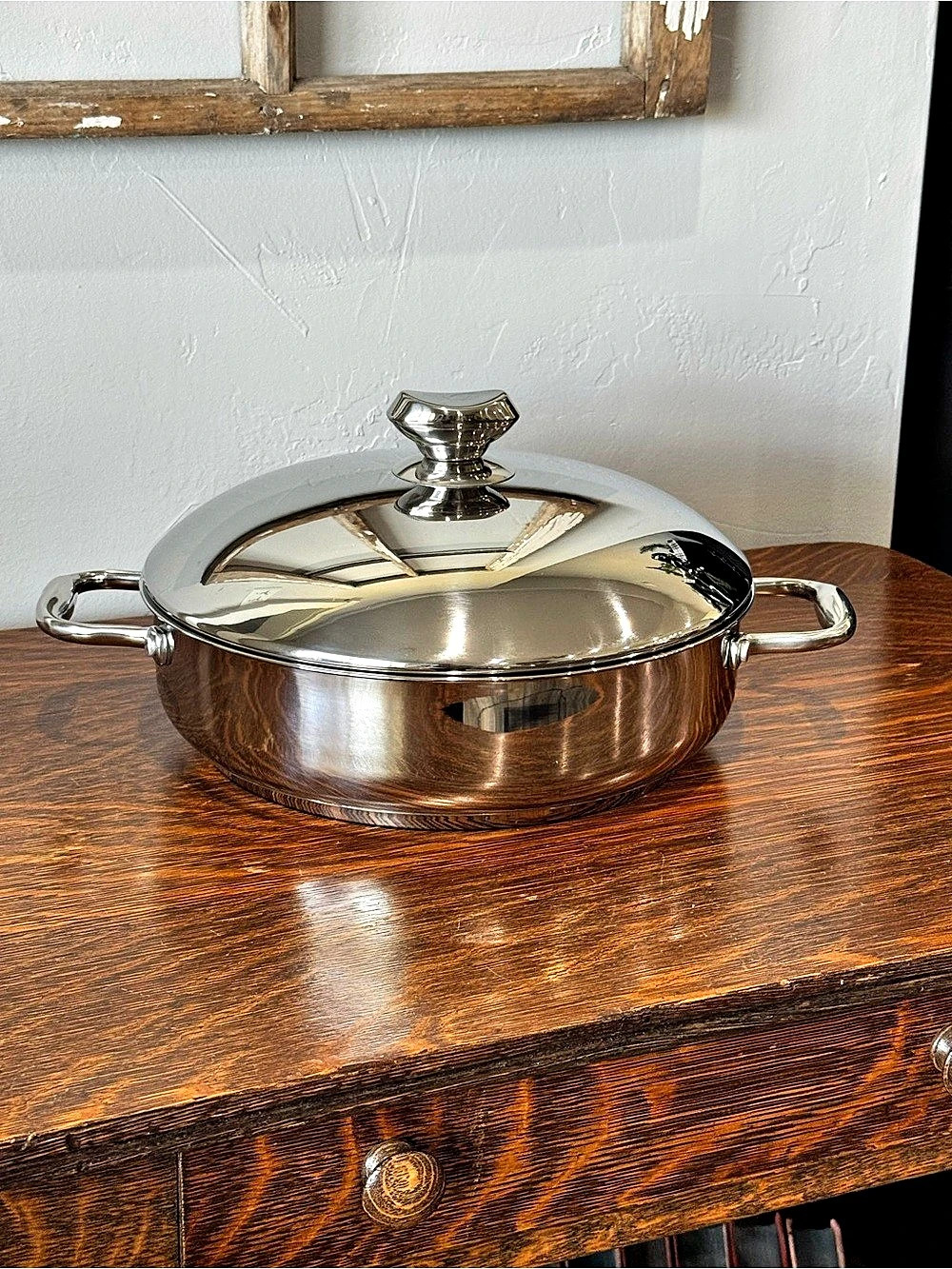 Wolfgang Puck 11" Covered Sautéuse Stainless Steel Double Handles With Lid NWT